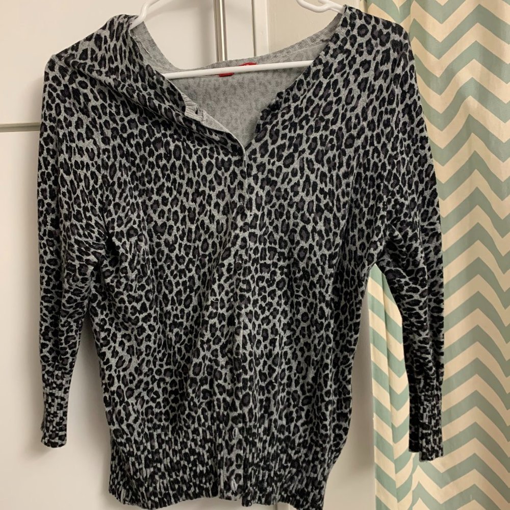 Debbie Morgan Grey Cheetah Print Cardigan